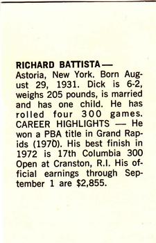 1973 PBA Bowling #NNO Richard Battista Back
